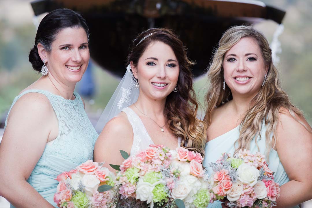 A portrait of beautiful bride Cari and Bridesmaids outdoors